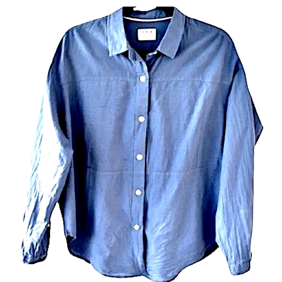 HURLEY Women’s 100% Cotton Blue Button Down Casual Long Sleeve Shirt Medium - Picture 2 of 6